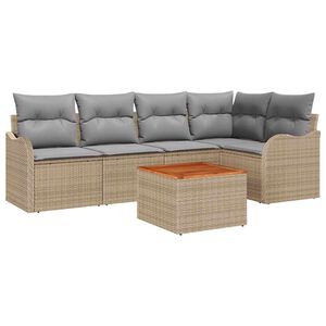 vidaXL Tuinbankenset 6 st Beige poly rattan