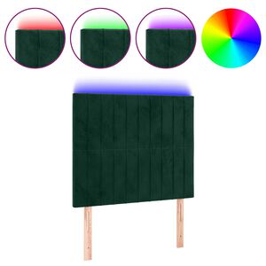 vidaXL Hoofdbord LED 80x5x118/128 cm fluweel donkergroen