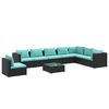 vidaXL 9-delige Loungeset met kussens poly rattan zwart