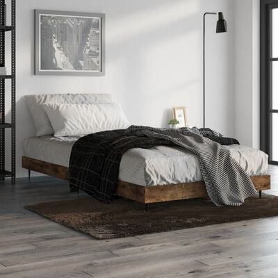 vidaXL Bedframe zonder matras hout gerookt eikenkleurig 90x200 cm