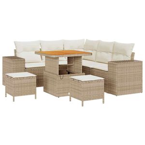 vidaXL Tuin Sofa Set 8 st 7-zits Beige en Cr&egrave;me poly rattan