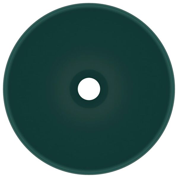 vidaXL Wastafel rond 32,5x14 cm keramiek mat donkergroen