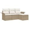 vidaXL Bankstel met kussen 4 pcs Beige poly rattan
