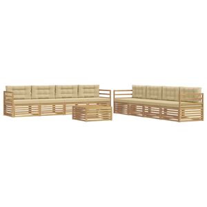 vidaXL Buiten bankenset 9 st Wit en Beige Polyester