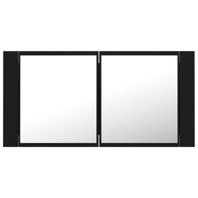 vidaXL Badkamerkast met spiegel en LED 90x12x45 cm acryl zwart