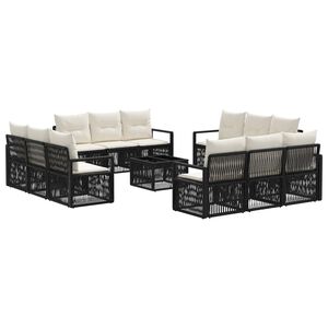 vidaXL Tuinbankenset 13 pcs Zwart poly rattan