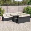 vidaXL 11-delige Loungeset met kussens poly rattan zwart