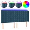 vidaXL Hoofdbord LED 203x16x118/128 cm fluweel donkerblauw