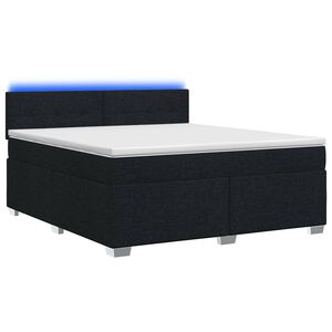 vidaXL Boxspring Bed met Matras en LED Zwart 140 x 200 cm Stof