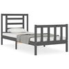 vidaXL Bedframe met hoofdbord massief hout grijs 100x200 cm
