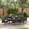 vidaXL Tuin eettafelset met kussen 7 pcs Zwart poly rattan