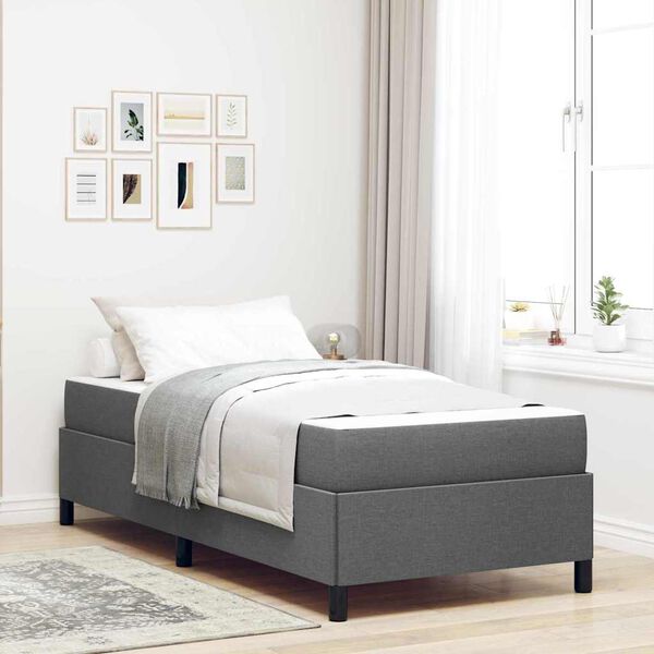vidaXL Boxspringbed Donkergrijs 100 x 200 cm Stof