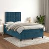 vidaXL Boxspring met matras fluweel donkerblauw 120x190 cm