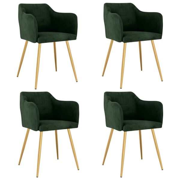 vidaXL Eetkamerstoelen 4 st fluweel donkergroen