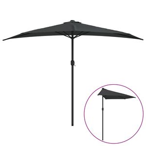vidaXL Balkonparasol half met aluminium paal 300x155 cm antraciet