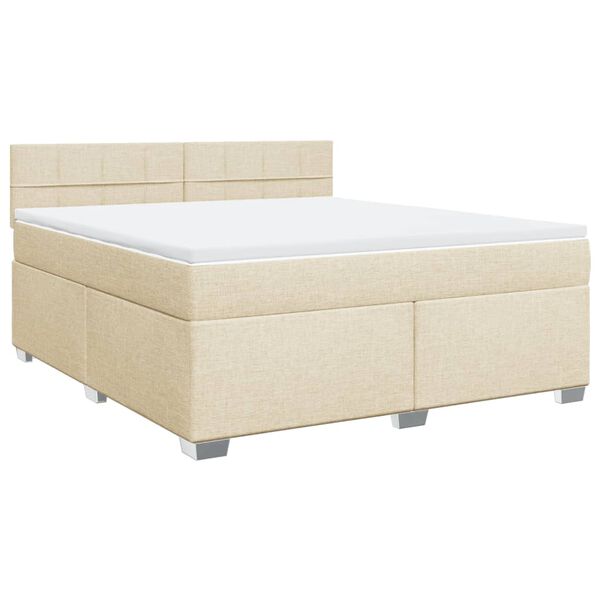vidaXL Boxspring met matras stof cr&egrave;mekleurig 180x200 cm