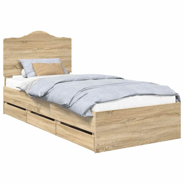 vidaXL Bedframe met lade Sonoma Eiken 75 x 190 cm Ingenieurshout