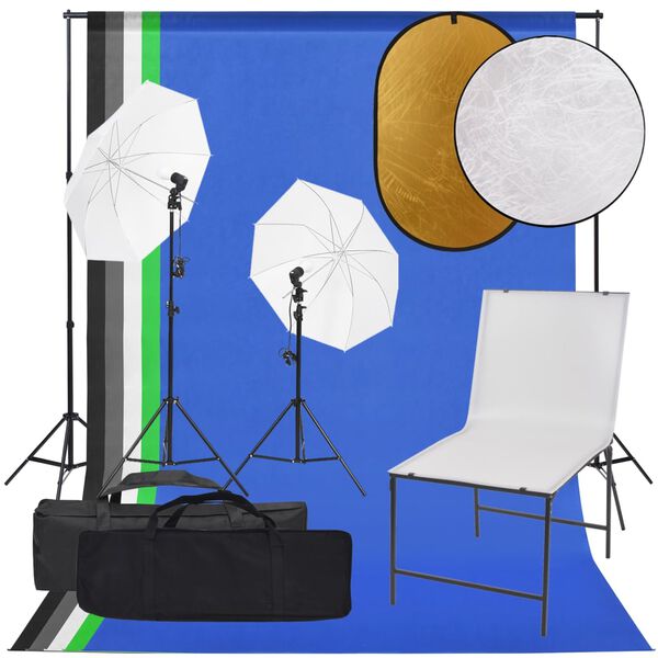 vidaXL Fotostudioset met verlichtingsset, achtergrond en reflector