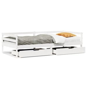 vidaXL Slaapbank met lades 90x200 cm massief grenenhout wit