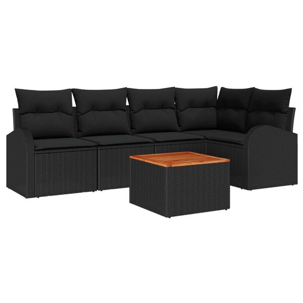 vidaXL Tuin Sofa Set 6 pcs Zwart
