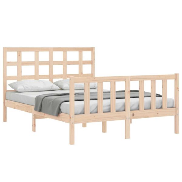 vidaXL Bedframe met hoofdbord massief hout