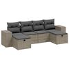 vidaXL 6-delige Loungeset met kussens poly rattan lichtgrijs