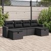 vidaXL 6-delige Loungeset met kussens poly rattan zwart