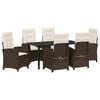 vidaXL Tuin eettafelset met kussen 7 pcs Bruin poly rattan