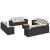 vidaXL 13-delige Loungeset met kussens poly rattan zwart