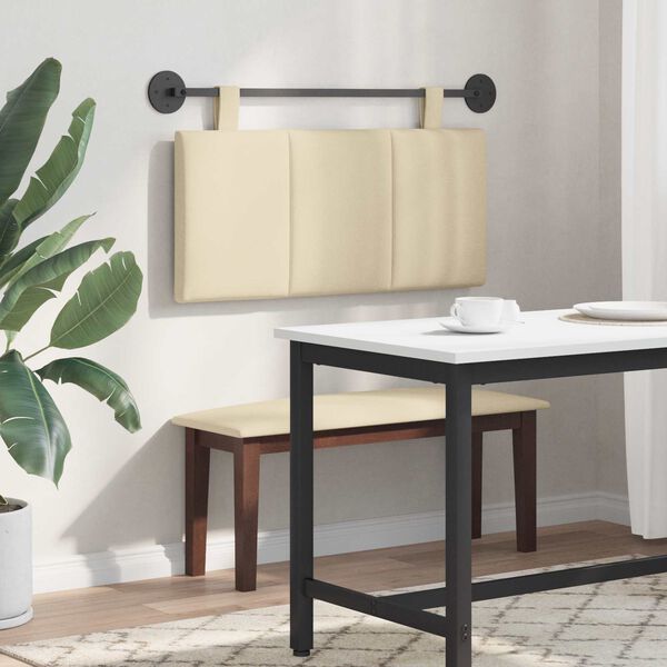 vidaXL Hangend Hoofdeinde Wandgemonteerd Cr&egrave;me 90 x 55 x 5 cm Stof