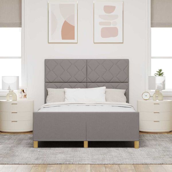 vidaXL Bedframe met hoofdeinde Taupe 140 x 190 cm Stof