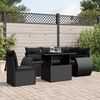 vidaXL 6-delige Loungeset met kussens poly rattan zwart