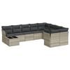 vidaXL 10-delige Loungeset met kussens poly rattan lichtgrijs