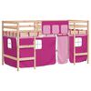 vidaXL Kinderhoogslaper met gordijnen 90x200 cm grenenhout roze