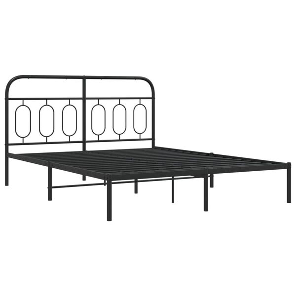 vidaXL Bedframe met hoofdbord metaal zwart 135x190 cm