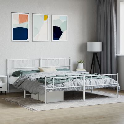 vidaXL Bedframe met hoofd- en voeteneinde metaal wit 193x203 cm