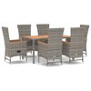 vidaXL 7-delige Tuinset met kussens poly rattan grijs