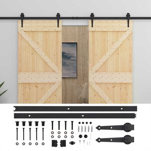 vidaXL Schuifdeur 2 st 80 x 210 cm Massief grenenhout Naturel en Zwart
