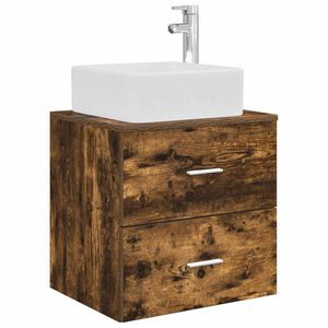 vidaXL Wandgemonteerde wastafelmeubel Gerookt eiken 53 x 34,5 x 63 cm