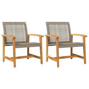 vidaXL Tuinstoelen 2 st poly rattan en acaciahout grijs