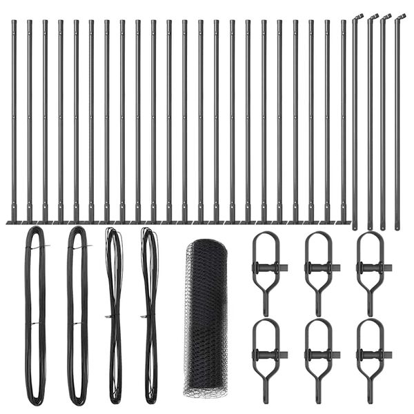 vidaXL Afrasteringspaal Grijs 50 x 0,8 m (25 mm gaas) Staal en PVC