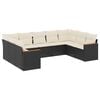 vidaXL 9-delige Loungeset met kussens poly rattan zwart