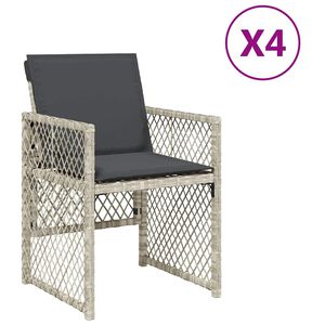 vidaXL Tuinstoelen 4 st met kussens poly rattan lichtgrijs