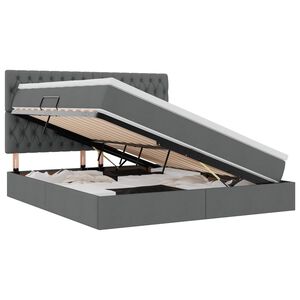 vidaXL Opslag bed met matras Donkergrijs 180 x 200 cm Polyester