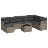 vidaXL 9-delige Loungeset met kussens poly rattan grijs