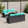 vidaXL 7-delige Loungeset met kussens poly rattan zwart