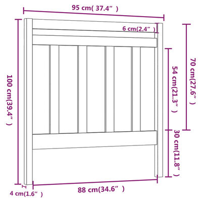 vidaXL Hoofdbord 95x4x100 cm massief grenenhout