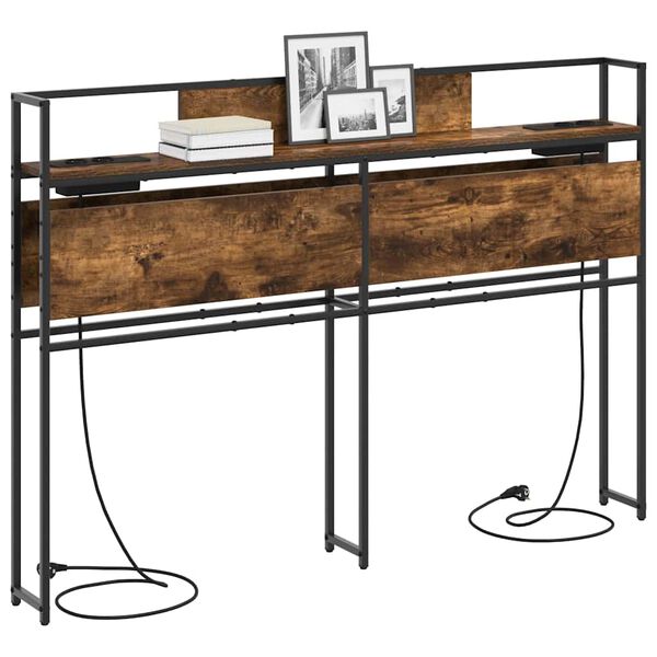 vidaXL Opberghoofdbord met plank Gerookt eiken 140 cm Bewerkt hout