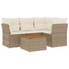 vidaXL 5-delige Loungeset met kussens poly rattan beige