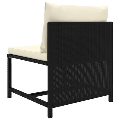 vidaXL 3-delige Loungeset met kussens poly rattan zwart